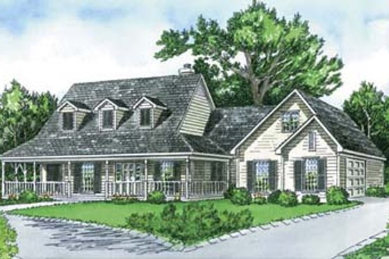 Exterior - Front Elevation for Farmhouse House Plan #16-121 - 3 bed, 2 bath