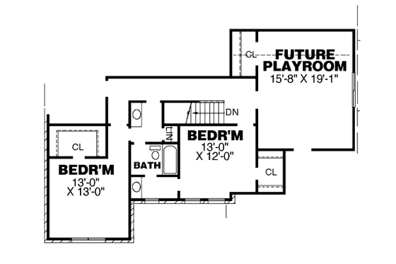 Floor Plan - Upper Floor for Craftsman House Plan #34-217 - 4 bed, 3 bath