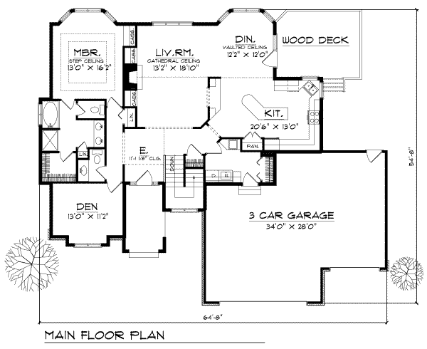 Dream House Plan - Traditional Floor Plan - Main Floor Plan #70-270