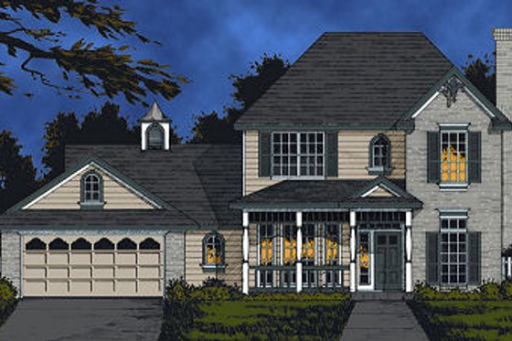 Exterior - Front Elevation for Traditional House Plan #40-385 - 5 bed, 2.5 bath