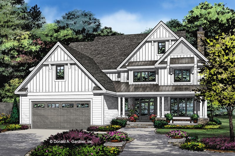 House Blueprint - Farmhouse Exterior - Front Elevation Plan #929-1052