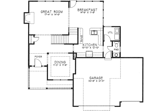 Floor Plan - Main Floor for European House Plan #6-214 - 4 bed, 3.5 bath
