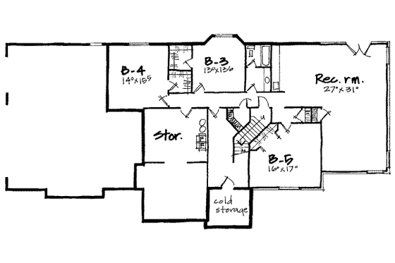 Floor Plan - Lower Floor for European House Plan #308-245 - 5 bed, 3.5 bath