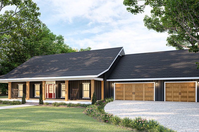 House Blueprint - Barndominium Exterior - Front Elevation Plan #44-294