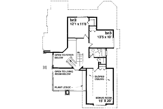 Floor Plan - Upper Floor for Traditional House Plan #47-598 - 3 bed, 2.5 bath