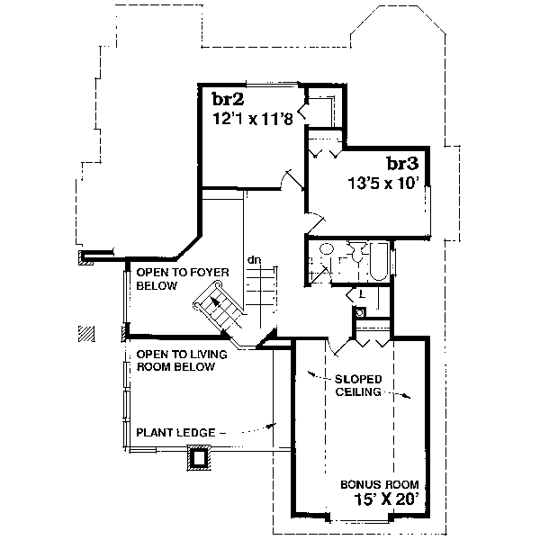 Floor Plan - Upper Floor for Traditional House Plan #47-598 - 3 bed, 2.5 bath