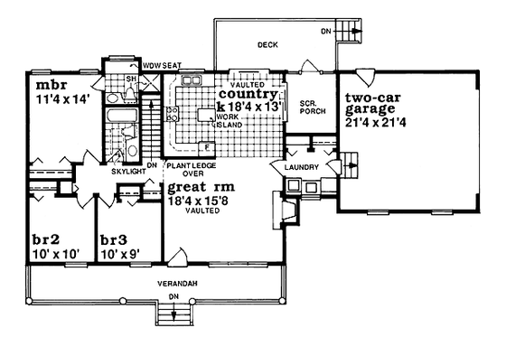 Floor Plan - Main Floor for Ranch House Plan #47-328 - 3 bed, 2 bath