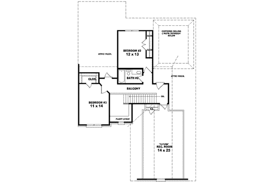 Floor Plan - Upper Floor for European House Plan #81-829 - 3 bed, 2.5 bath