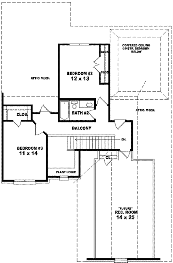 Floor Plan - Upper Floor for European House Plan #81-829 - 3 bed, 2.5 bath