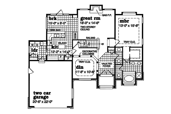 Floor Plan - Main Floor for European House Plan #47-354 - 4 bed, 2.5 bath