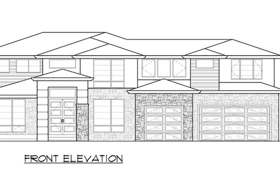Exterior - Front Elevation 3 for Modern House Plan #1066-82 - 4 bed, 3 bath