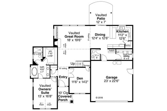 Floor Plan - Main Floor for Traditional House Plan #124-1126 - 3 bed, 2.5 bath