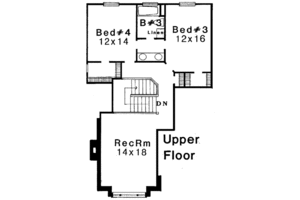 Floor Plan - Upper Floor for European House Plan #310-148 - 4 bed, 3.5 bath