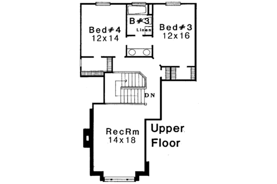 Floor Plan - Upper Floor for European House Plan #310-148 - 4 bed, 3.5 bath