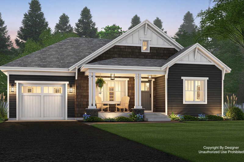 House Design - Exterior - Front Elevation 4 for Craftsman House Plan #51-1488 - 2 bed, 2 bath