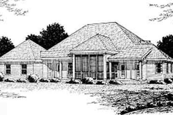 Exterior - Rear Elevation for Country House Plan #20-2039 - 3 bed, 2.5 bath