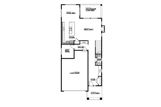 Floor Plan - Main Floor for Craftsman House Plan #569-60 - 4 bed, 2.5 bath