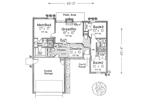 Floor Plan - Main Floor for Ranch House Plan #310-282 - 3 bed, 2 bath