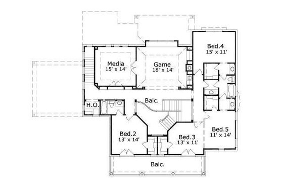 Floor Plan - Upper Floor for Colonial House Plan #411-380 - 5 bed, 3.5 bath