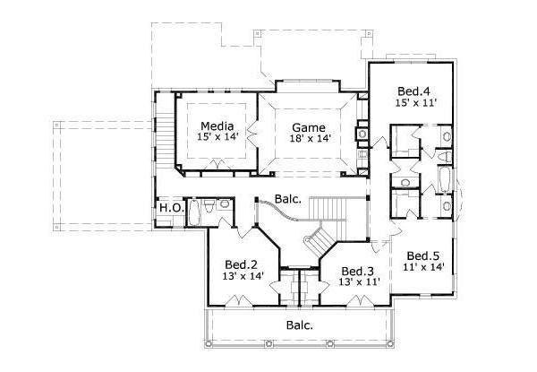 Colonial Floor Plan - Upper Floor Plan #411-380