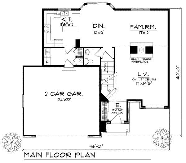 House Plan Design - Traditional Floor Plan - Main Floor Plan #70-225