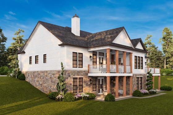 Exterior - Rear Elevation 2 for European House Plan #119-428 - 3 bed, 2.5 bath