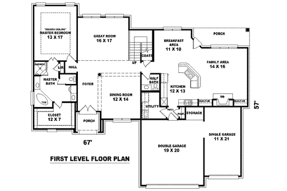 Floor Plan - Main Floor for European House Plan #81-980 - 4 bed, 3.5 bath