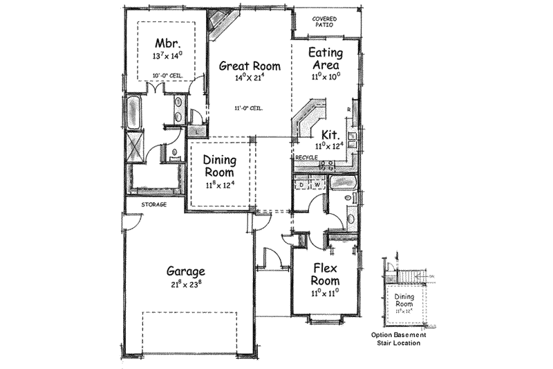 Home Plan - Floor Plan - Main Floor for Traditional House Plan #20-1423 - 2 bed, 2 bath