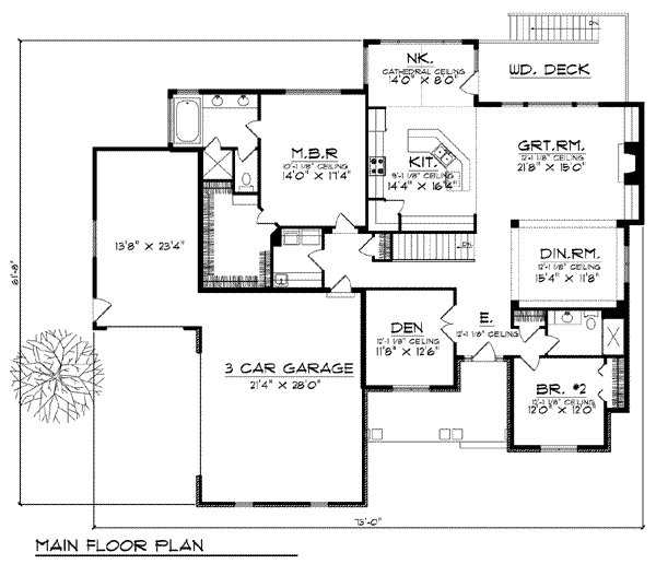 Southern Floor Plan - Main Floor Plan #70-807