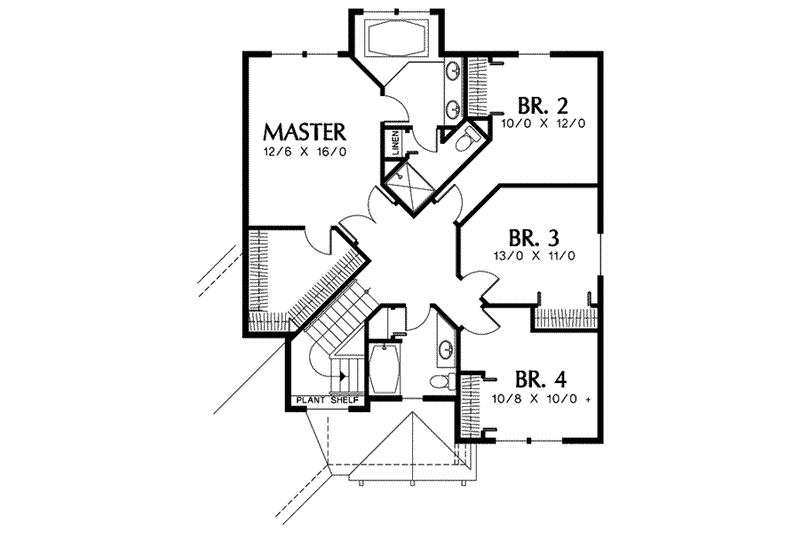 Dream House Plan - Floor Plan - Upper Floor for Craftsman House Plan #48-213 - 4 bed, 2.5 bath