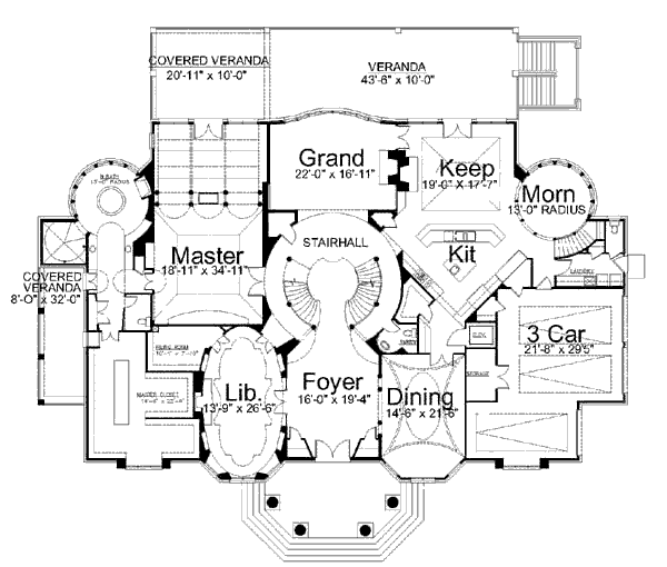 Architectural House Design - Classical Floor Plan - Main Floor Plan #119-321