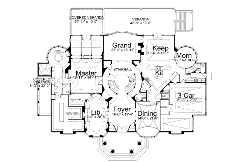Home Plan - Floor Plan - Main Floor for Classical House Plan #119-321 - 4 bed, 4 bath