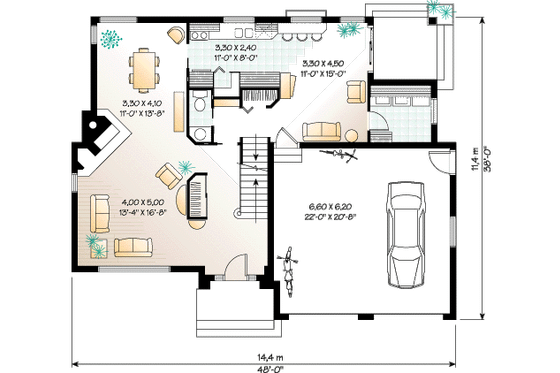 Floor Plan - Main Floor for Traditional House Plan #23-243 - 4 bed, 2.5 bath