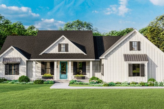 Exterior - Front Elevation 3 for Farmhouse House Plan #406-9666 - 4 bed, 2 bath