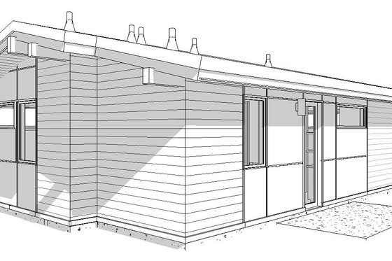 Exterior - Rear Elevation for Modern House Plan #895-152 - 1 bed, 1 bath