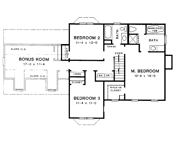 Traditional Floor Plan - Upper Floor Plan #10-215