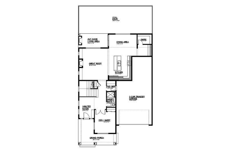 House Blueprint - Floor Plan - Main Floor for Farmhouse House Plan #569-58 - 5 bed, 4 bath