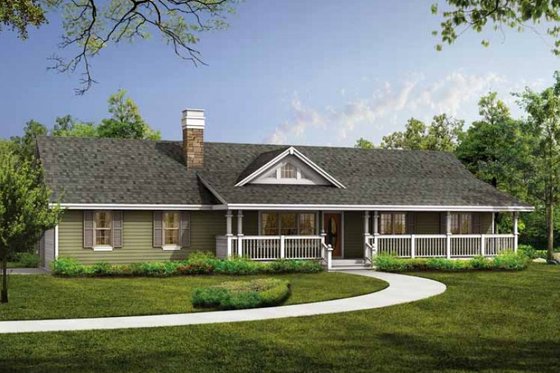 Exterior - Front Elevation 3 for Ranch House Plan #47-331 - 3 bed, 2 bath