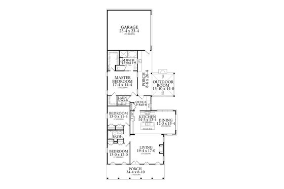 Floor Plan - Main Floor for Ranch House Plan #406-9655 - 3 bed, 2 bath