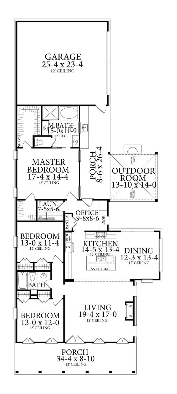 Architectural House Design - Ranch Floor Plan - Main Floor Plan #406-9655