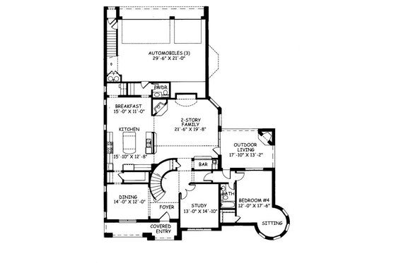 Floor Plan - Main Floor for European House Plan #141-353 - 4 bed, 4 bath
