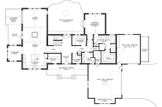 Floor Plan - Main Floor for Craftsman House Plan #895-3 - 3 bed, 2.5 bath