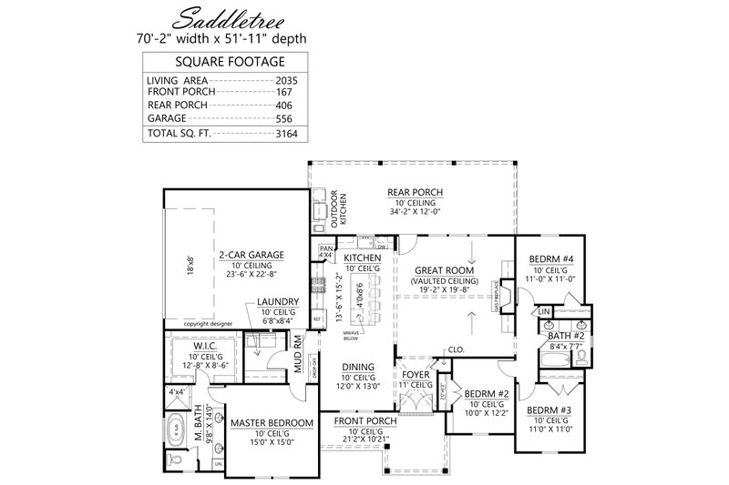 Dream House Plan - Floor Plan - Main Floor for Farmhouse House Plan #1074-92 - 4 bed, 2 bath
