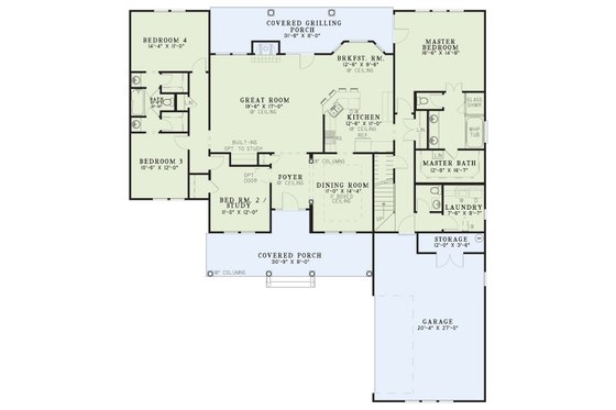 Floor Plan - Main Floor for Colonial House Plan #17-2758 - 4 bed, 2.5 bath