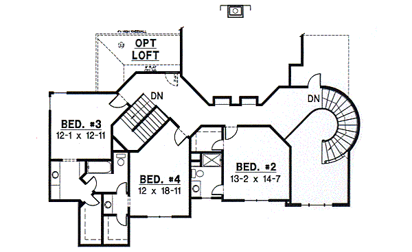 European Floor Plan - Upper Floor Plan #67-296