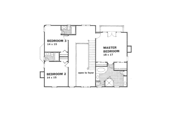 Floor Plan - Upper Floor for Southern House Plan #129-159 - 4 bed, 4.5 bath