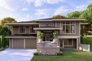 Prairie Exterior - Front Elevation Plan #124-1424