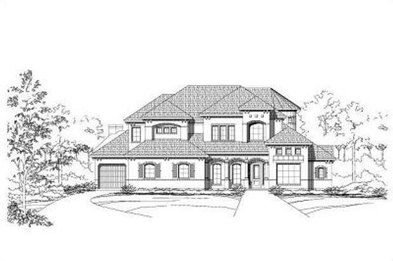 Exterior - Front Elevation for Mediterranean House Plan #411-580 - 4 bed, 4.5 bath