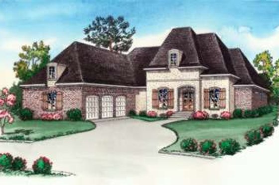 Exterior - Front Elevation for European House Plan #16-314 - 4 bed, 4.5 bath