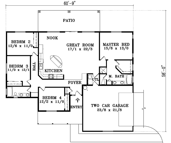 Adobe / Southwestern Floor Plan - Main Floor Plan #1-1370
